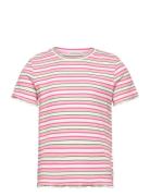 Lurex Striped Rib T-Shirt Tops T-Kortærmet Skjorte Pink Tom Tailor