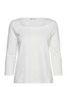 T-Shirt Carré Neck Tops T-shirts & Tops Long-sleeved White Tom Tailor
