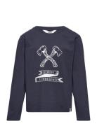 Crawford Ls Tee Tops T-shirts Long-sleeved T-Skjorte Navy Ebbe Kids