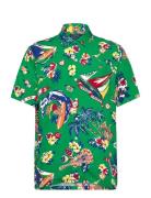 Classic Fit Polo Bear-Print Camp Shirt Tops Shirts Short-sleeved Green...