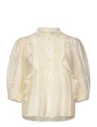Vidall Shirt 3/4 Tops Blouses Short-sleeved Cream Lollys Laundry