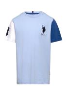 Player 3 Colour Block Tshirt Tops T-Kortærmet Skjorte Blue U.S. Polo A...
