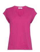 Cc Heart Basic V-Neck T-Shirt Tops T-shirts & Tops Short-sleeved Pink ...