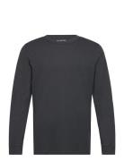 Slhgreg Slub Ls O-Neck Tee Tops T-Langærmet Skjorte Black Selected Hom...