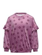 Sweater Velour Aop Tops Sweatshirts & Hoodies Sweatshirts Purple Linde...