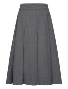 Plank Midi-Skirt Knælang Nederdel Grey Mango