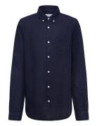 Reg. Linen Ls Bd Shirt Tops Shirts Long-sleeved Shirts Navy GANT