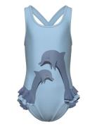 Swimsuit W. Application Badedragt Badetøj Blue Color Kids