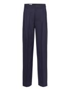 Pleated Tailored Trousers Bottoms Trousers Straight Leg Navy Filippa K