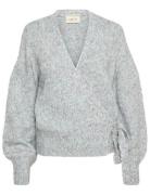 Kiaracr Knit Wrap Blousen Tops Knitwear Cardigans Grey Cream