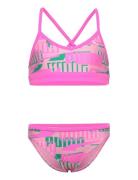 Puma Swim Girls Printed Bikini Set Bikini Pink Puma Swim