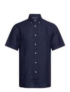 Pigment Dyed Linen Rf Shirt S/S Tops Shirts Short-sleeved Navy Tommy H...