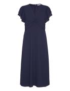 Vallie Midi Dress Knælang Kjole Navy Bubbleroom