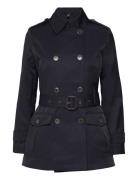 Double-Breasted Cotton-Blend Trench Coat Trenchcoat Frakke Navy Lauren...