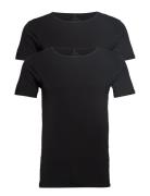 Basic Bamboo Tee S/S 2 Pack Tops T-Kortærmet Skjorte Black Lindbergh