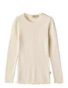 Rib T-Shirt L/S Reese Tops T-shirts Long-sleeved T-Skjorte Cream Wheat