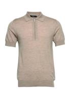 Mapolo Knit Tops Knitwear Short Sleeve Knitted Polos Beige Matinique