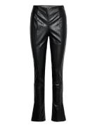 Mollie Slit Trousers Bottoms Trousers Leather Leggings-Bukser Black Gi...