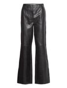Milo - Crinkled Leather Bottoms Trousers Leather Leggings-Bukser Black...