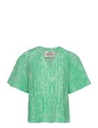 Chakra Tera Top Aop Tops Shirts Short-sleeved Green Mads Nørgaard