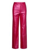 Embossed Pu Pants Bottoms Trousers Leather Leggings-Bukser Red ROTATE ...