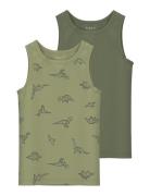 Nmmtank Top 2P Sage Dino Noos Tops T-shirts Sleeveless Green Name It