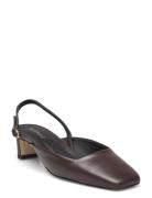 Lindy Coffee Brown Leather Pumps Shoes Heels Pumps Sling Backs Brown A...