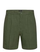 Pleated Linen Shorts Bottoms Shorts Casual Green Percival