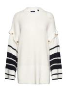 Over D Striped C-Neck Tops Knitwear Jumpers Cream GANT