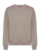 C_Elaslogan_Print Tops Sweatshirts & Hoodies Sweatshirts Grey BOSS