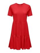 Onlmay Life S/S Peplum Dress Box Jrs Knælang Kjole Red ONLY