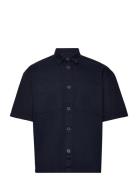 Boxy Twill Shirt Tops Shirts Short-sleeved Navy Tom Tailor