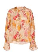 Satin Top Tops Blouses Long-sleeved Multi/patterned By Ti Mo