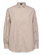 Daphne Organic Cotton Poplin Shirt Tops Shirts Long-sleeved Beige Lexi...