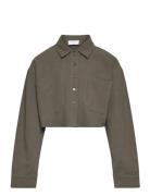Laros Short Shirt Tops Shirts Long-sleeved Shirts Khaki Green Grunt