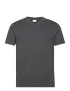 Basic Cotton V-Neck T-Shirt Tops T-Kortærmet Skjorte Grey Mango