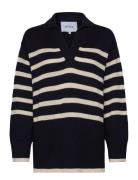 Leonie Collar Knit Pullover Tops Knitwear Jumpers Navy Minus