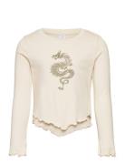 Top Long Sleeve With Mesh Tops T-shirts Long-sleeved T-Skjorte Cream L...