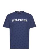 Aop Monogram Tee Tops T-Kortærmet Skjorte Navy Tommy Hilfiger