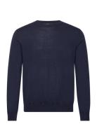 Merino Wool Washable Sweater Tops Knitwear Round Necks Navy Mango