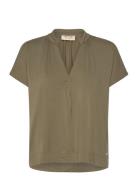 Mmshira Tee Tops Blouses Short-sleeved Khaki Green MOS MOSH