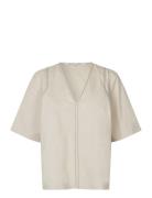 Larkini Blouse Tops Blouses Short-sleeved Beige Second Female