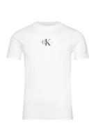 Monologo Graphic Slim Tee Tops T-Kortærmet Skjorte White Calvin Klein ...