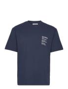 Nigel Boxy Real Print Ss Tops T-Kortærmet Skjorte Navy Gabba