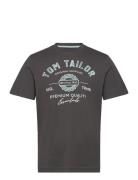 Logo Tee Tops T-Kortærmet Skjorte Grey Tom Tailor