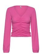 Onlmai L/S Ruching Top Cc Jrs Tops T-shirts & Tops Long-sleeved Pink O...