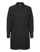 Linen Blend Shirt Dress Kort Kjole Black Gina Tricot