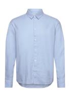 Sdenea Allan Ls Tops Shirts Casual Blue Solid
