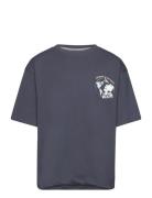 Printed Message T-Shirt Tops T-Kortærmet Skjorte Navy Mango