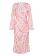 Drawstring L/S Midi Dress Knælang Kjole Pink Bubbleroom